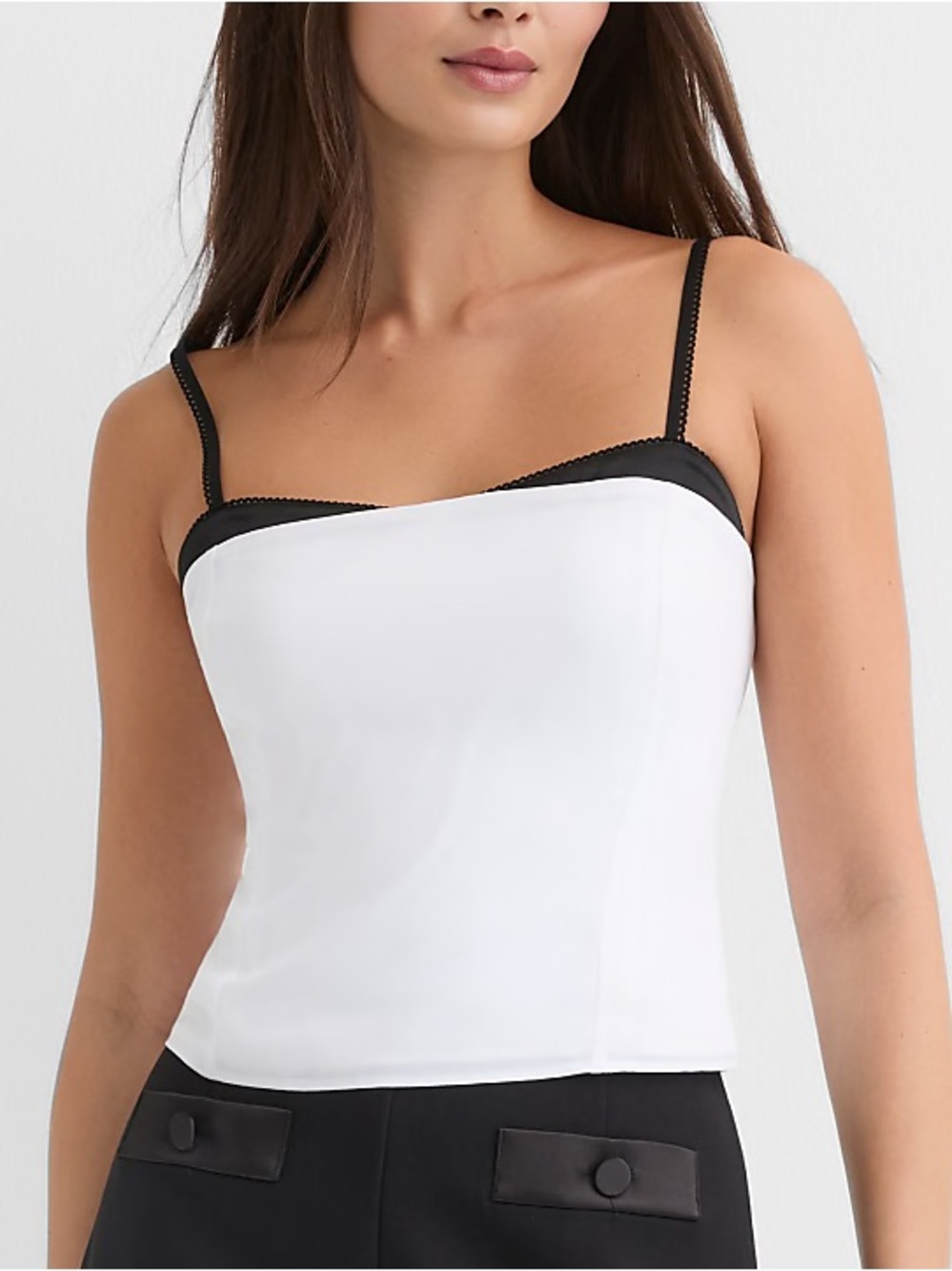 LOFT Black & White Contrast Trim Cami Tank Top Size 10